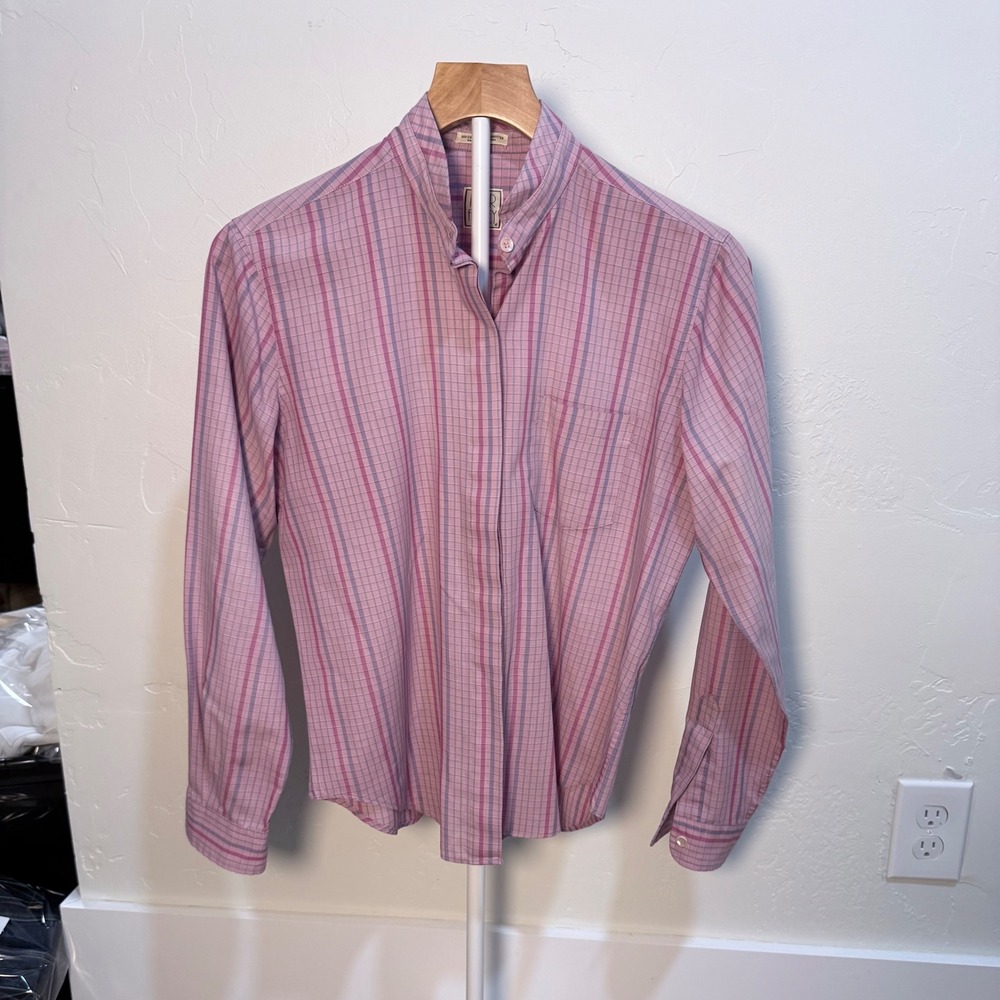 Vintage Peter Ashley Plaid Blouse |‎ Mandarin Collar Academia Teacher Core